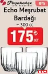 PAŞABAHÇE ECHO MEŞRUBAT BARDAĞI 300 CC 6'LI PAŞABAHÇE ECHO MEŞRUBAT BARDAĞI 300 CC 6'LI